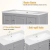 Contemporary Gray Bathroom Vanity Cabinet - 36x18x34 inches, 4 Drawers & 1 Cabinet Door, Multipurpose Storage, Resin Integrated Sink, Adjustable Shelv