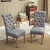 Habit Solid Wood Tufted Parsons Dining Chair, Set of 2, Grey