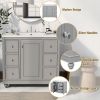 Contemporary Gray Bathroom Vanity Cabinet - 36x18x34 inches, 4 Drawers & 1 Cabinet Door, Multipurpose Storage, Resin Integrated Sink, Adjustable Shelv