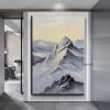 Hand-painted oil painting european-style elegant hanging painting sunrise snow mountain decorative painting fantasy vertical murals large fresh knife