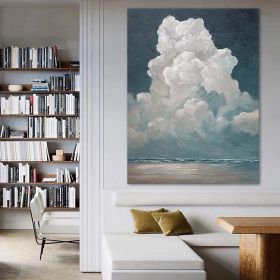 Hand Painted Oil Painting White Cloud Textured Wall Art Blue Sky Painting Cloud Painting Minimalist Cloud Wall Art White Cloud Art Blue Sky Wall Art N (style: 1, size: 50x70cm)