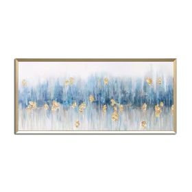 Blue artistic Frameless Abstract Oil Painting On Canvas For Living Room Home Pictures Paint By Modern Oil Wall Art Paintings (size: 50x100cm)