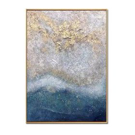 Hand Painted Abstract Oil Painting Wall Art Modern Blue Picture Minimalist On Canvas Home Decoration For Living Room No Frame (size: 70x140cm)