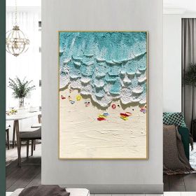 Thick Texture People On The Beach Handmade Abstract Oil Painting Unframed Custom Artwork China Import Item Decoration For Home (size: 70x140cm)