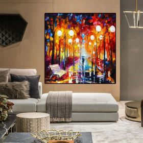 Artist Hand-painted High Quality Modern Abstract Green Landscape Oil Painting on Canvas Textured Knife Green Tree Oil Painting (size: 120x120cm)