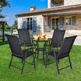 4-Pack Patio Folding Chairs Portable for Outdoor Camping (Color: Black)