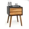 Mid-Century Wooden Multipurpose End Table with 2 Storage Drawers