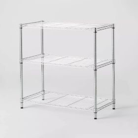 3 Tier Wide Wire Shelving (Color: Chrome)