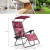 Folding Recliner Lounge Chair with Shade Canopy Cup Holder