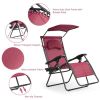 Folding Recliner Lounge Chair with Shade Canopy Cup Holder