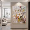 Hand Painted Oil Painting Abstract Blooming Flower Oil Painting Large Wall Art Original Knife Floral Painting Textured Wall Art Boho Art Modern Living