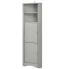 Tall Bathroom Corner Cabinet; Freestanding Storage Cabinet with Doors and Adjustable Shelves; MDF Board; Gray