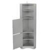 Tall Bathroom Corner Cabinet; Freestanding Storage Cabinet with Doors and Adjustable Shelves; MDF Board; Gray