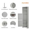 Tall Bathroom Corner Cabinet; Freestanding Storage Cabinet with Doors and Adjustable Shelves; MDF Board; Gray