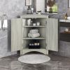 Triangle Bathroom Storage Cabinet with Adjustable Shelves, Freestanding Floor Cabinet for Home Kitchen